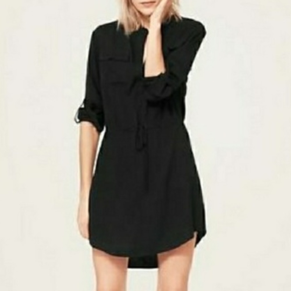 Lou & Grey Black Collared Shirt Dress